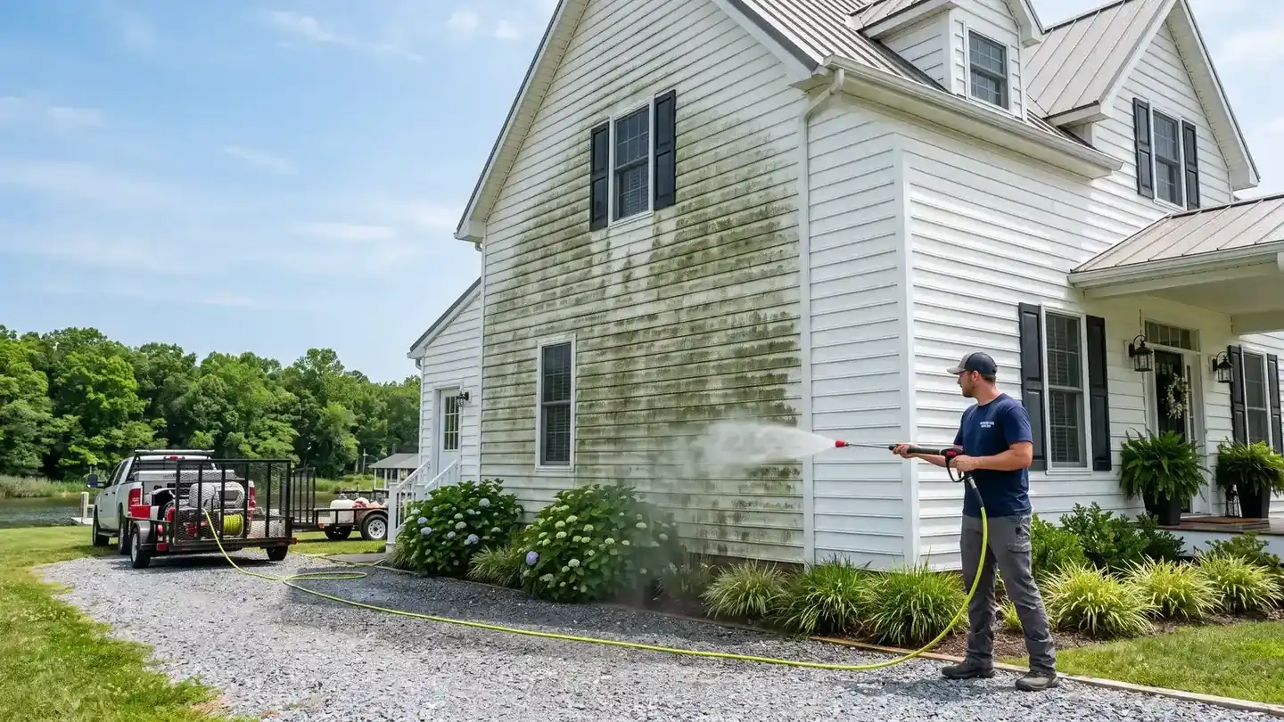 A freshly washed Eastern Shore home, one of Terrapin Pro Wash's completed projects