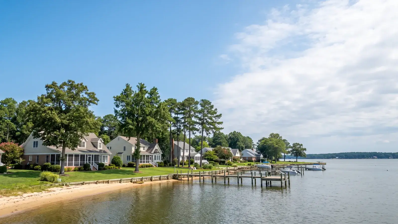 Waterfront community beach and homes at Cape St. Claire, Maryland on the Broadneck Peninsula, served by Terrapin Pro Wash