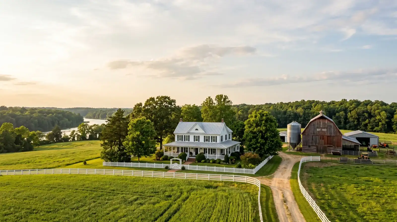 A barn and board fencing in the Caroline County farmland around Denton, Maryland, cleaned by Terrapin Pro Wash